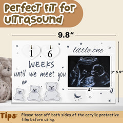 OurWarm ultrasound picture frame countdown wooden numbers helps track weeks until your baby's arrival.