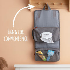 Outbound Basics wipes holder shows 84-count capacity for ready diaper changes.