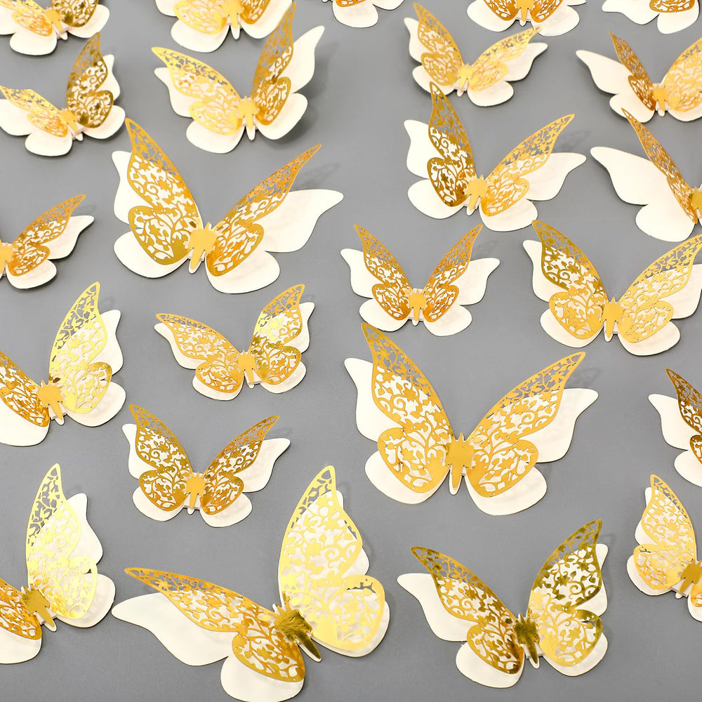 Outus 120-piece gold-white butterfly wall decor style A adds dreamy nursery charm.