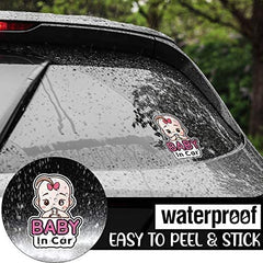 Outus baby in car sticker girl style patterns displayed on window for easy recognition.