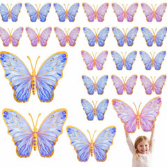 Outus butterfly wall stickers pink and purple, 3 sizes, ideal for baby showers and bedroom decor.