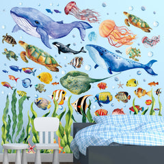 Outus glow ocean wall decal seaweed adds playful underwater ambiance and color depth.