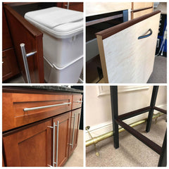 Outwater Plastics brown U-channel used as shelf edging on wood furniture for a clean look.