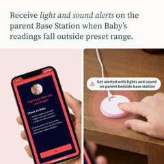 Owlet base station sends real-time alerts to caregivers during monitoring.