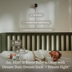 Owlet Dream Sock sensor monitors oxygen and heart rate for real-time awareness