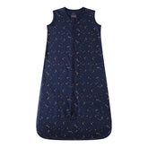 Owlivia baby organic cotton sleep sack Starry Sky provides breathable warmth for warm rooms.