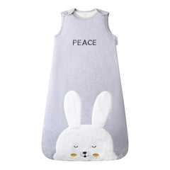 Owlivia baby sleep sack front view shows cozy two-layer organic cotton warmth for winter nights.
