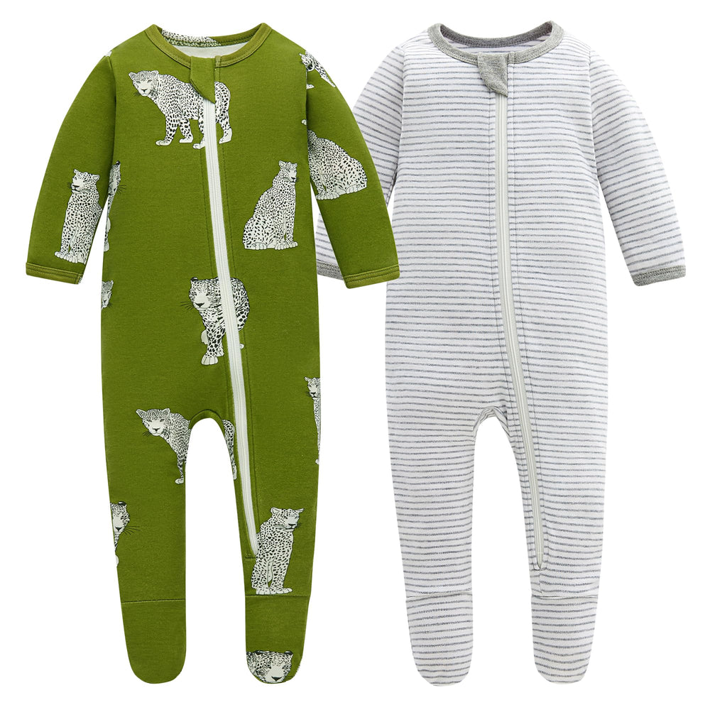 Owlivia cheetah-stripes pajamas front view; cozy fit for bedtime.