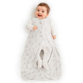 Owlivia gray rabbit 0-5tog wearable blanket front view promotes gentle night-time warmth.