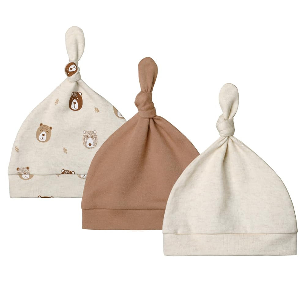 Owlivia Organic Newborn Knot Hat with bear ears for soft warmth.
