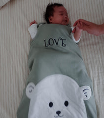 Owlivia Sleep Sack bell shape allows kicking room while keeping baby warm.