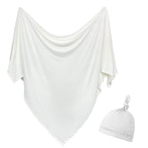 OWLOWLA newborn swaddle blanket ivory in soft cozy weave