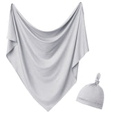 OWLOWLA newborn swaddle set gray blanket flatlay showing soft fabric and warmth