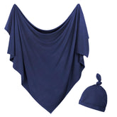 OWLOWLA newborn swaddle set navy blanket demonstrates plush comfort for a calm start.