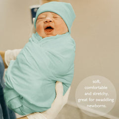 OWLOWLA Sage swaddle fabric closeup emphasizes breathable rayon blend for sensitive skin