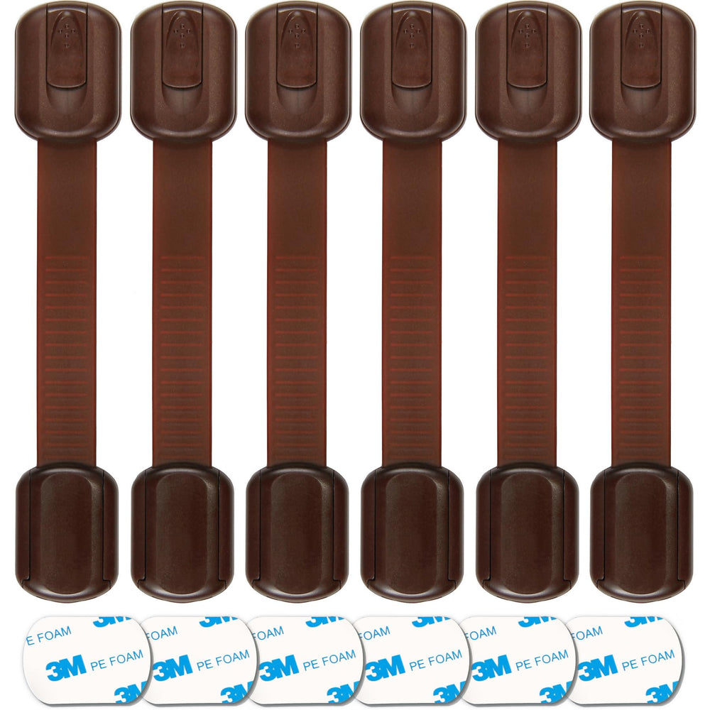 Oxlay baby proofing safety locks on cabinet straps in brown providing versatile child safety