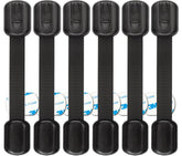Oxlay safety locks on cabinet doors demonstrating discreet black design and child safety benefits