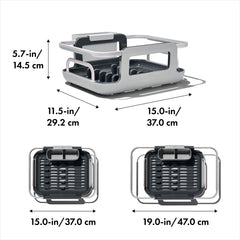 OXO Good Grips rustproof aluminum construction resists moisture.