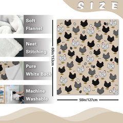 Paayna chicken flannel blanket design on bed adds farmhouse charm and comfort.