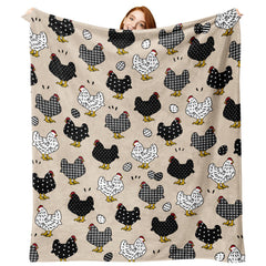 Paayna Farm Animal Chicken Flannel Blanket closeup texture for cozy warmth.