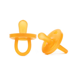 PaciBamber natural rubber nipple close-up shows soothing teething comfort.