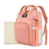 Packino diaper bag backpack pink-orange with roomy 23L storage for diapers and bottles.