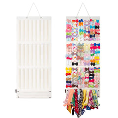pacmaxi bow-holder-wall-display shows organized hair bows for quick selection