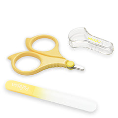 Pafason baby round tip scissors closeup showing safe trimming for newborns