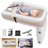 PAHTTO inflatable airplane bed for kids shows flat seat space for a comfortable travel nap.
