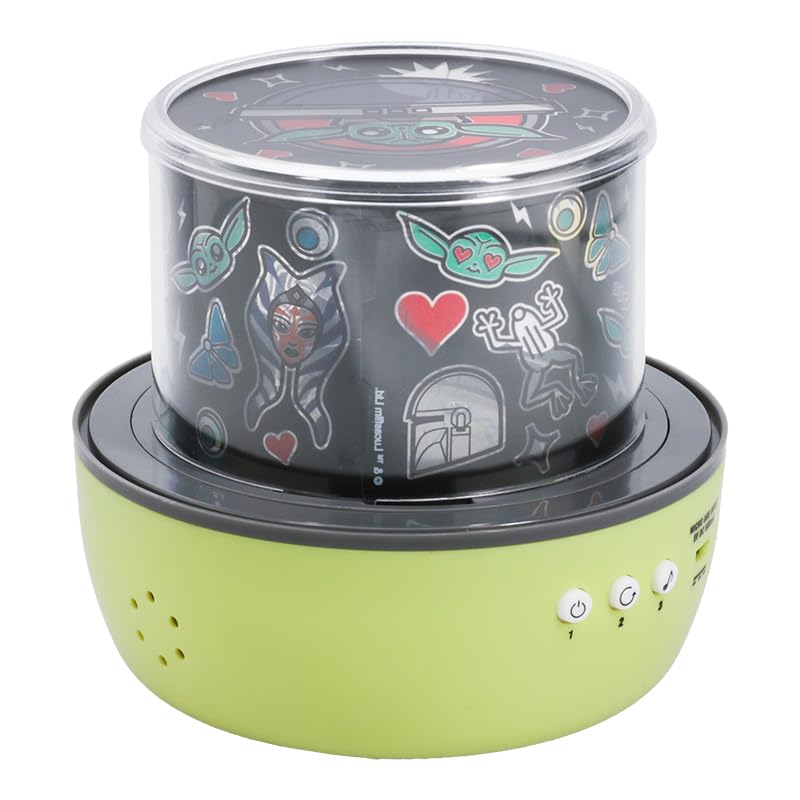 Paladone Grogu projection light on bed offers gentle Star Wars night ambiance.