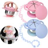 Palksky toddler snack cups stainless steel 2-pack ready for meals and mess-free outings.