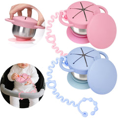Palksky toddler snack cups stainless steel 2-pack ready for meals and mess-free outings.