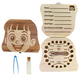 PAMBO baby tooth fairy box front view shows natural wood keepsake design