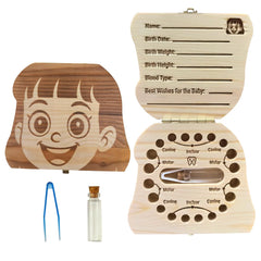 PAMBO baby tooth fairy box front view shows natural wood keepsake design