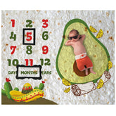 Pambo burrito milestone blanket avocado design offers photo-friendly softness for milestone shoots.