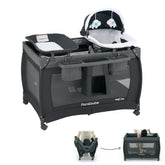 Pamo Babe One Step Setup playard folded for easy storage and travel.