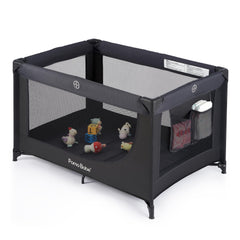 Pamo Babe portable crib playpen black assembled for easy travel and safe play