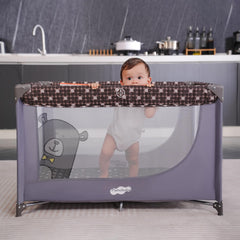 Pamo Babe portable-crib-playpen-grey-mesh-walls ensures airflow and visibility