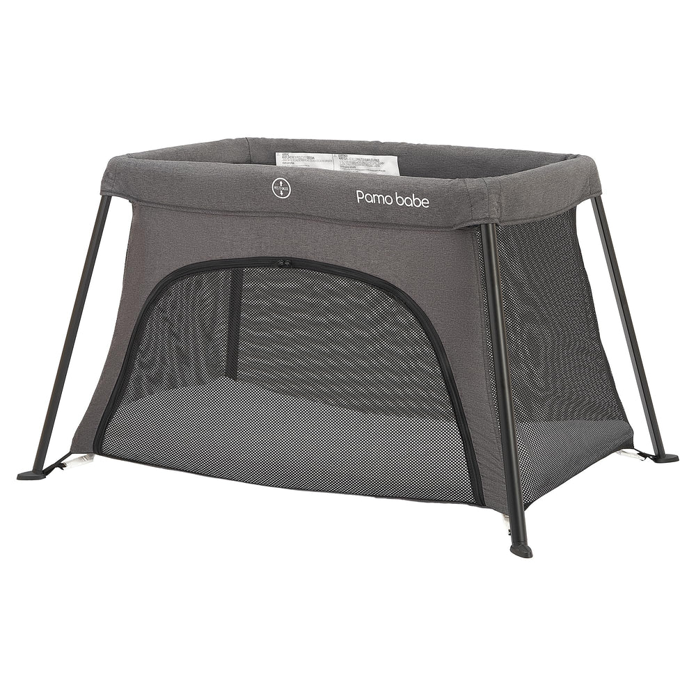 Pamo Babe travel crib mesh close-up shows airflow and visibility benefits