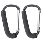 PandaEar 2Pack Stroller Hooks fullset demonstrating hands-free bag carrying.