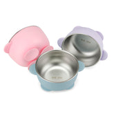 PandaEar 3-pack baby suction bowls show secure suction on a highchair tray for mess-free feeding.