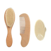 PandaEar 3 Pack Baby Brush set with soft goat bristles for cradle cap care
