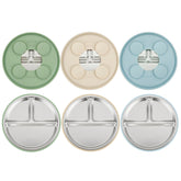 PandaEar 3-pack stainless steel plates pack for mess-free meals with secure suction.