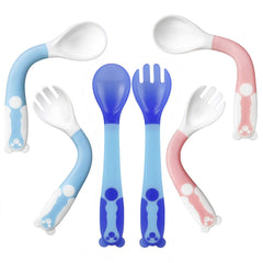 PandaEar baby bendable spoons set shows flexible angles for independent feeding