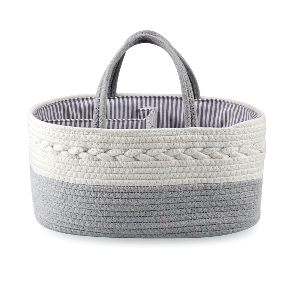 PandaEar baby diaper caddy showcases nursery organization with sturdy cotton rope.