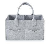 PandaEar baby diaper caddy organizer gray front view for easy access and quick changes.