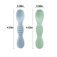 PandaEar baby spoons green soft-tip—great for self-feeding practice.