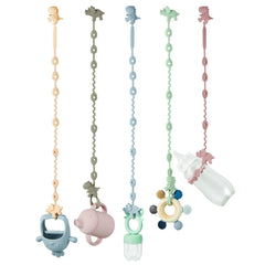 PandaEar Baby Toy Straps with dinosaur design keeps pacifiers within reach during playtime.