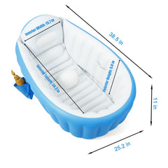 PandaEar bathtub air pump use highlights quick inflation for on-the-go bath time.