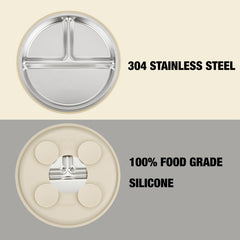 PandaEar divided-sections plate highlighting three compartments for balanced foods.